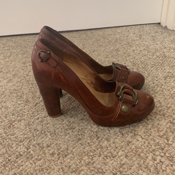Frye Brown leather Liv Pump heeled pump shoes 7.5 - Picture 3 of 8